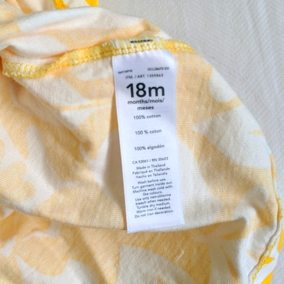 carter's bold yellow floral print sleeveless top 18 months - Picture 5 of 6